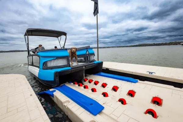 Wave Armor pontoon dock easy boat launch system