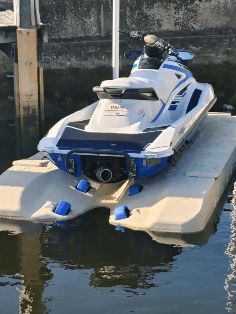 Yamaha WaveRunner parked on a Wave Armor PWC port dock