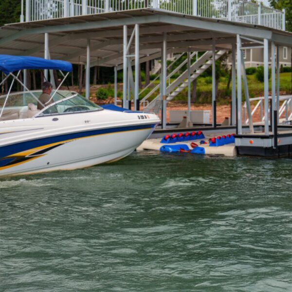 Extreme X24 Boat Port ready for docking with large vessel approaching