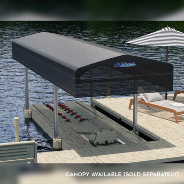 Pro 220 Boat Port from Wave Armor shown with optional canopy installed
