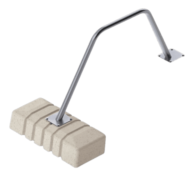 Kayak Assist Kit mounted to Wave Dock Step Down Section with aluminum rail and float