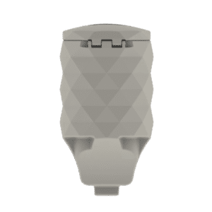 Front view of Wave Dock garbage can or cooler with hinged lid
