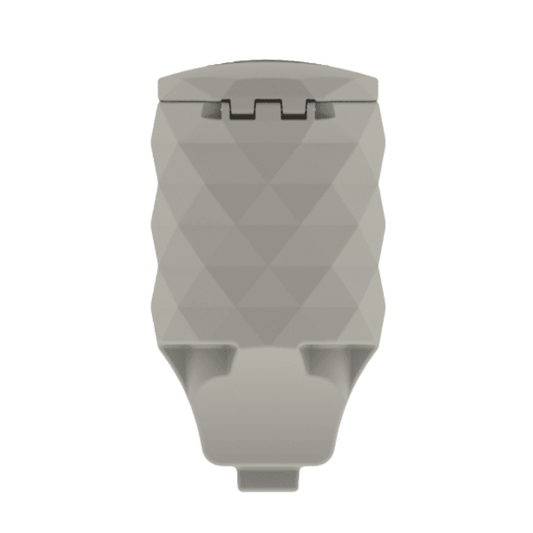 Front view of Wave Dock garbage can or cooler with hinged lid