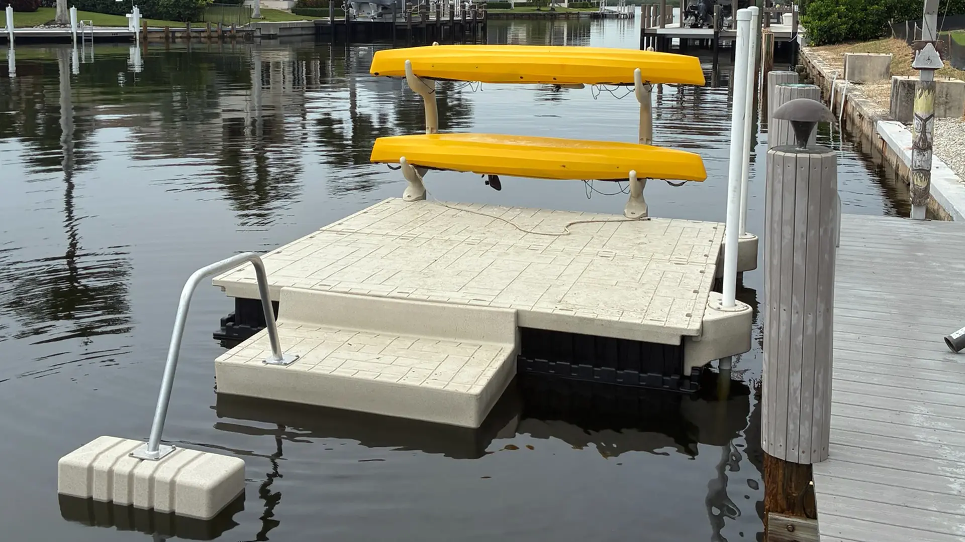 Wave Armor kayak dock and kayak assist on a Florida canal