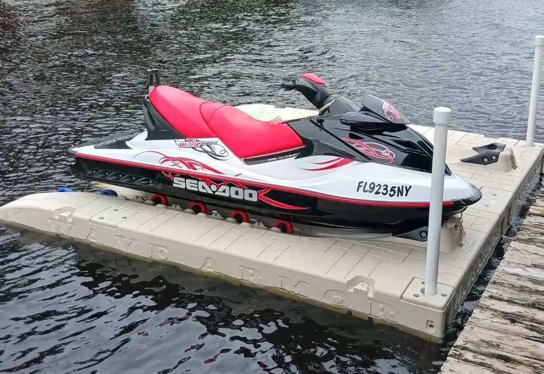 Ideal Dock Style: wave armor jet ski dock with sea doo wake 215