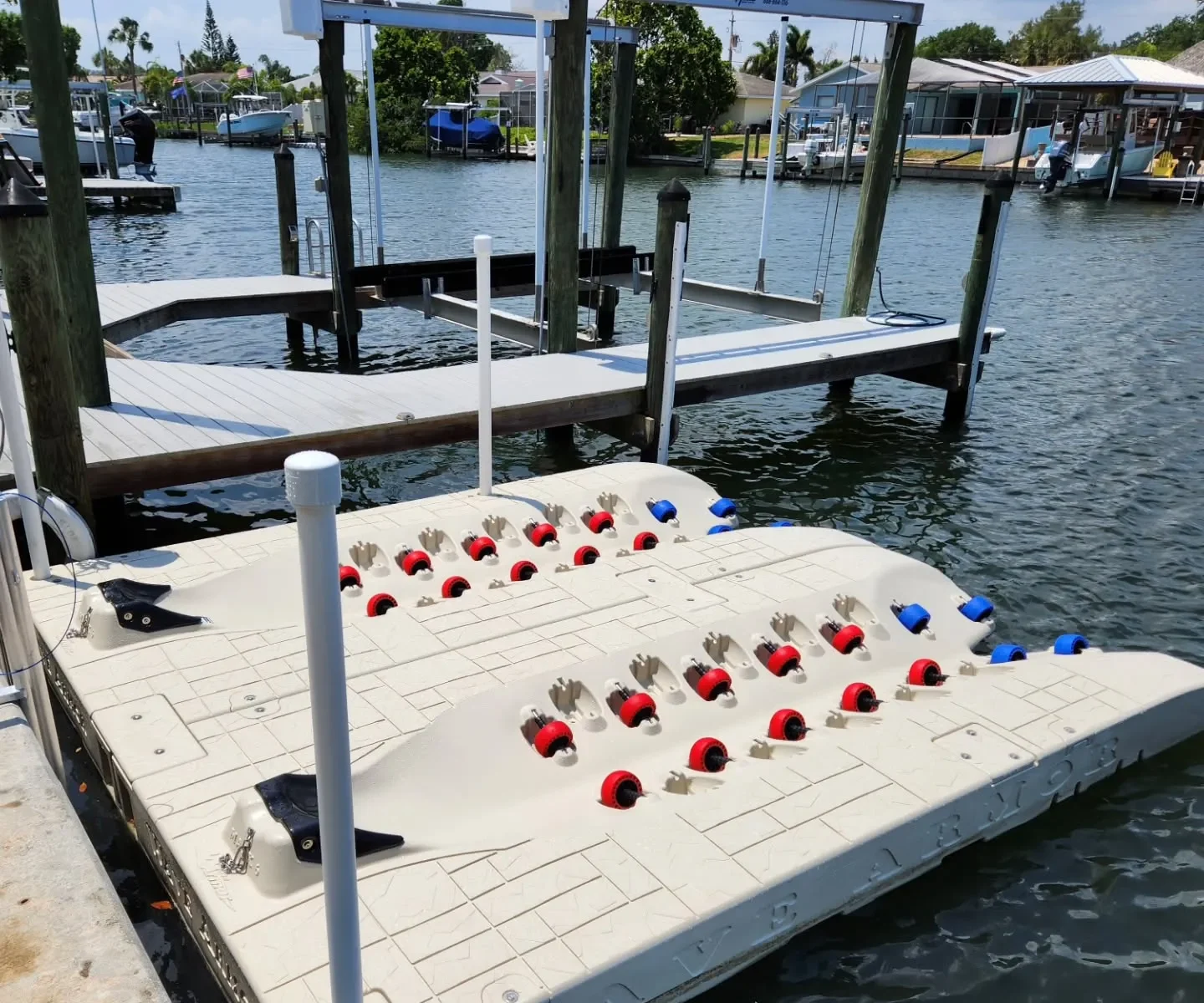 Dock construction by combining PRO Wide Body–Extra-Wide Floating PWC Dock by Wave Armor