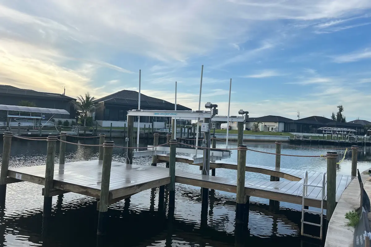 MacDuff Marine floating dock installation on a Southwest Florida waterfront