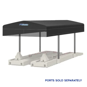 Wave Armor ProTectR canopy 10 by 28 ft over pontoon port Florida