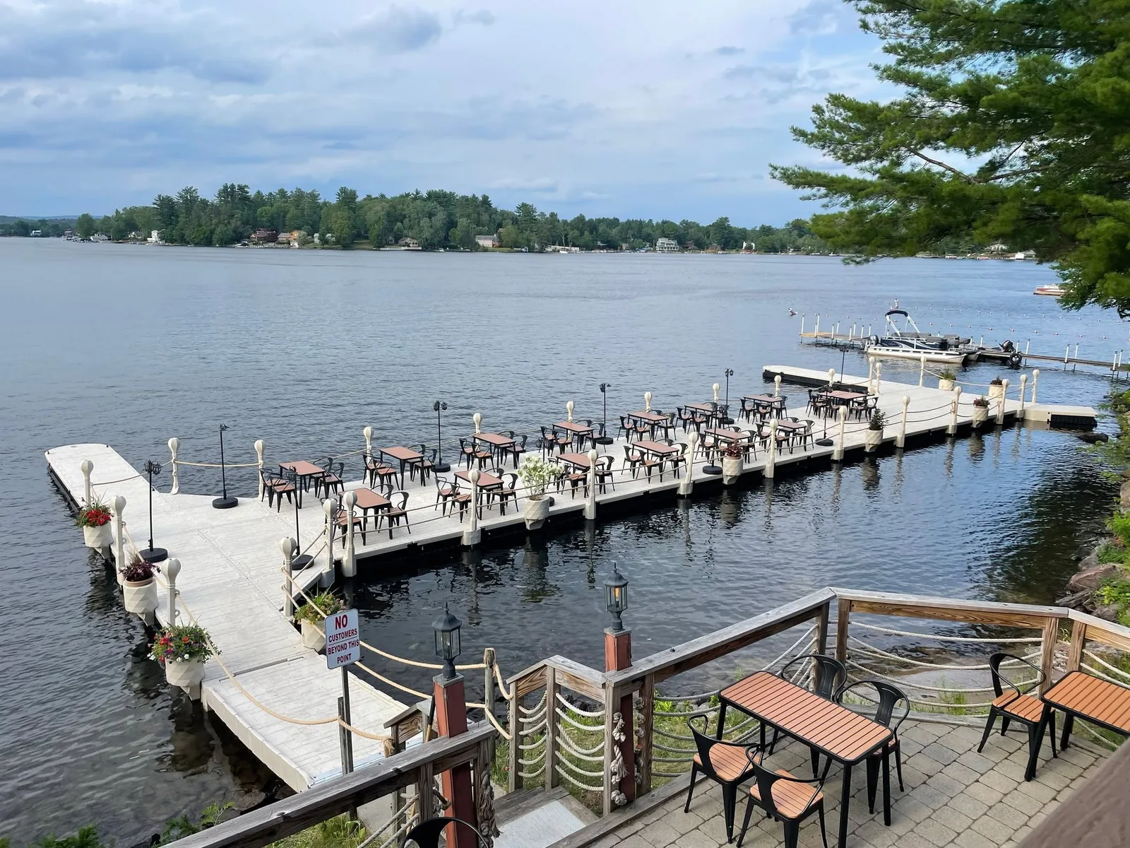 Long residential Wave Armor floating dock built from modular dock sections
